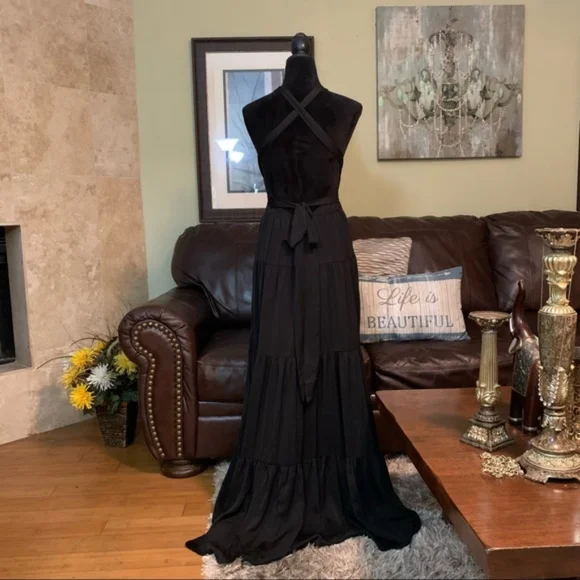 LULUS | Black Convertible Halter Maxi Dress M NWT - Picture 10 of 14